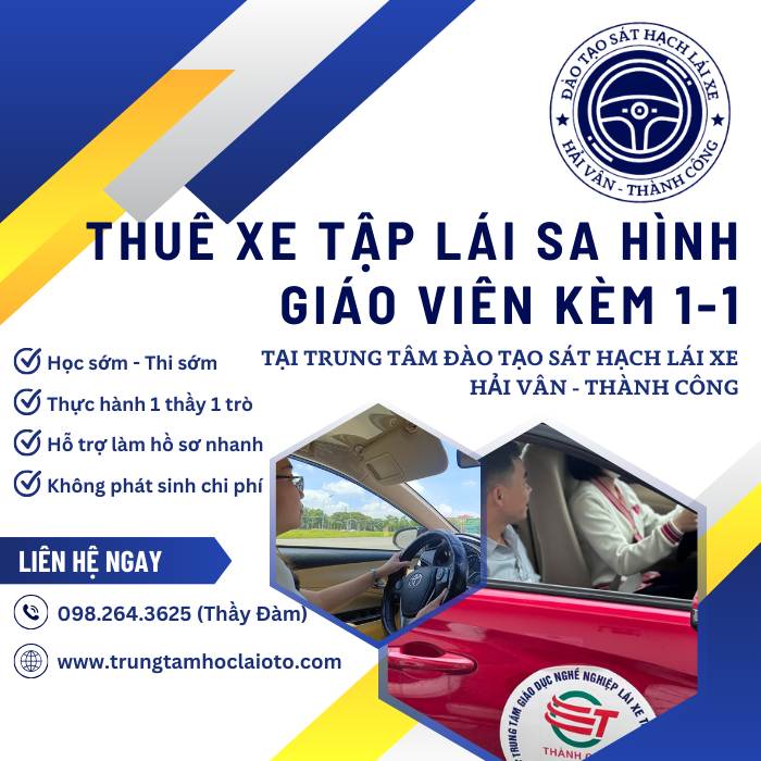 thuê xe tập lái sa hình giáo viên kèm